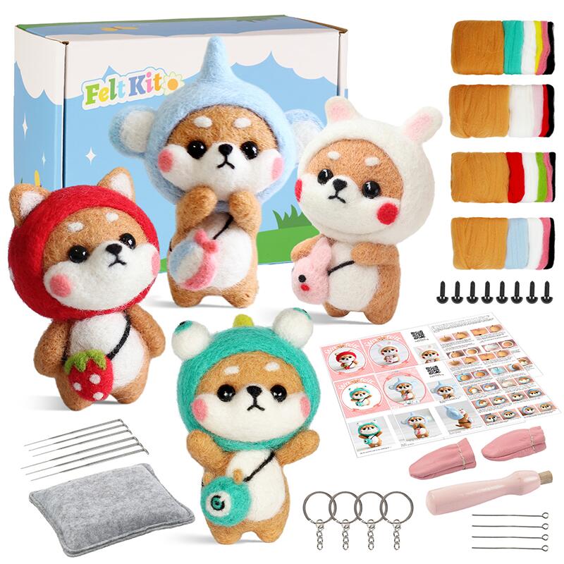 楽天市場】送料無料 羊毛フェルトキット 人形作り 4個セット 工具付き