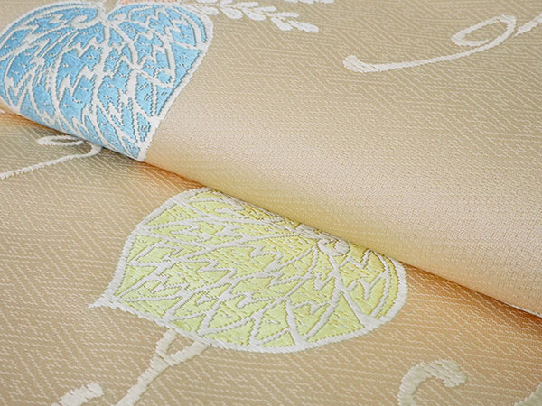 楽天市場】名古屋帯 単品 正絹 仕立て付き 九寸 クリームベージュ 葵