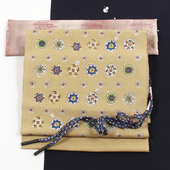 楽天市場】【3/4 20時〜☆10%OFF】木版染め 特選九寸名古屋帯 更紗丸紋