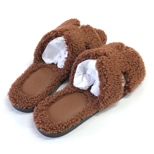 楽天市場】HERMES エルメス サンダル オラン コニャック シープスキン