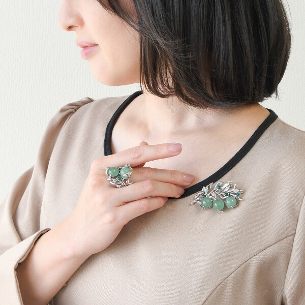 楽天市場】碌山 ウィリアムモリス 柳 グリーンクォーツ ブローチ