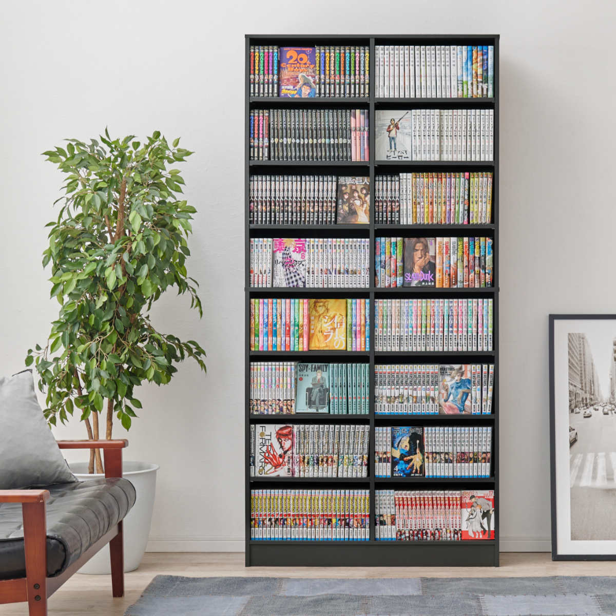 楽天市場】本棚 幅90cm コミック800冊収納 前後収納 可動棚 漫画収納