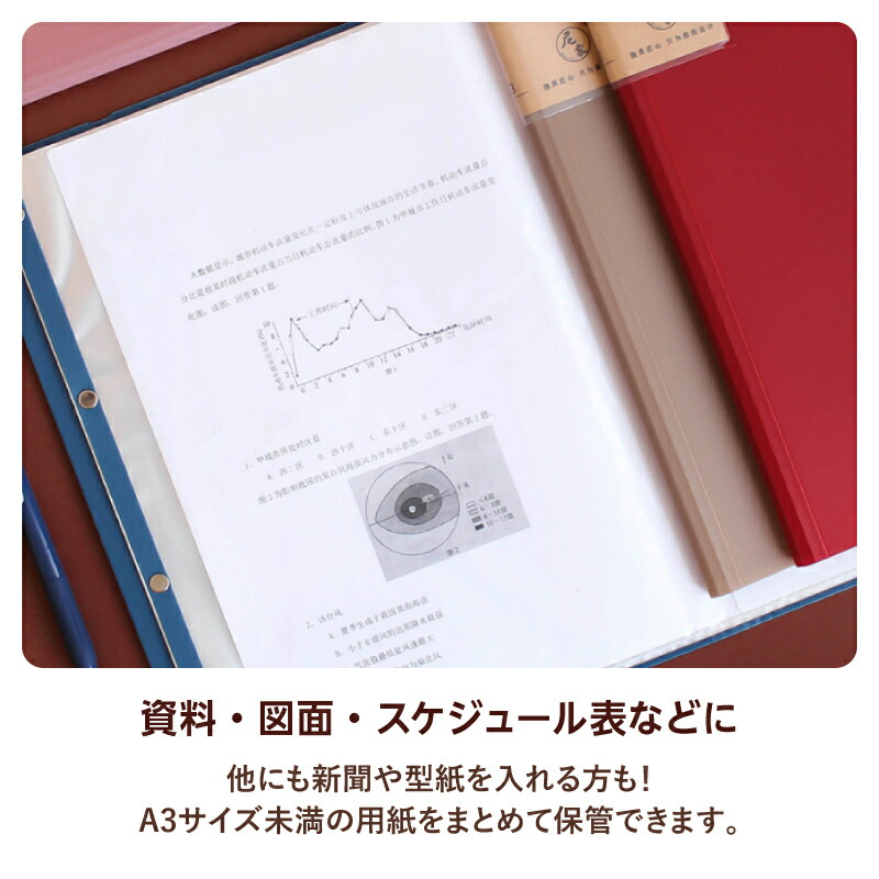 楽天市場】A3 二つ折り クリアファイル (片面A4サイズ) A3サイズ a3