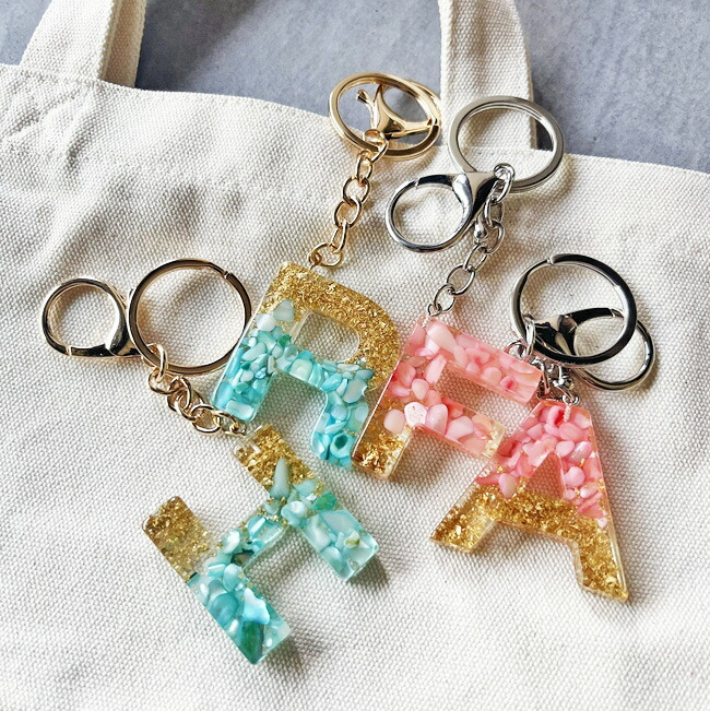 楽天市場】イニシャル チャーム キーホルダー リング付 ハーバリウム