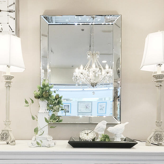 楽天市場】ウォールミラー Mサイズ 鋲モチーフ無しミラー モダン