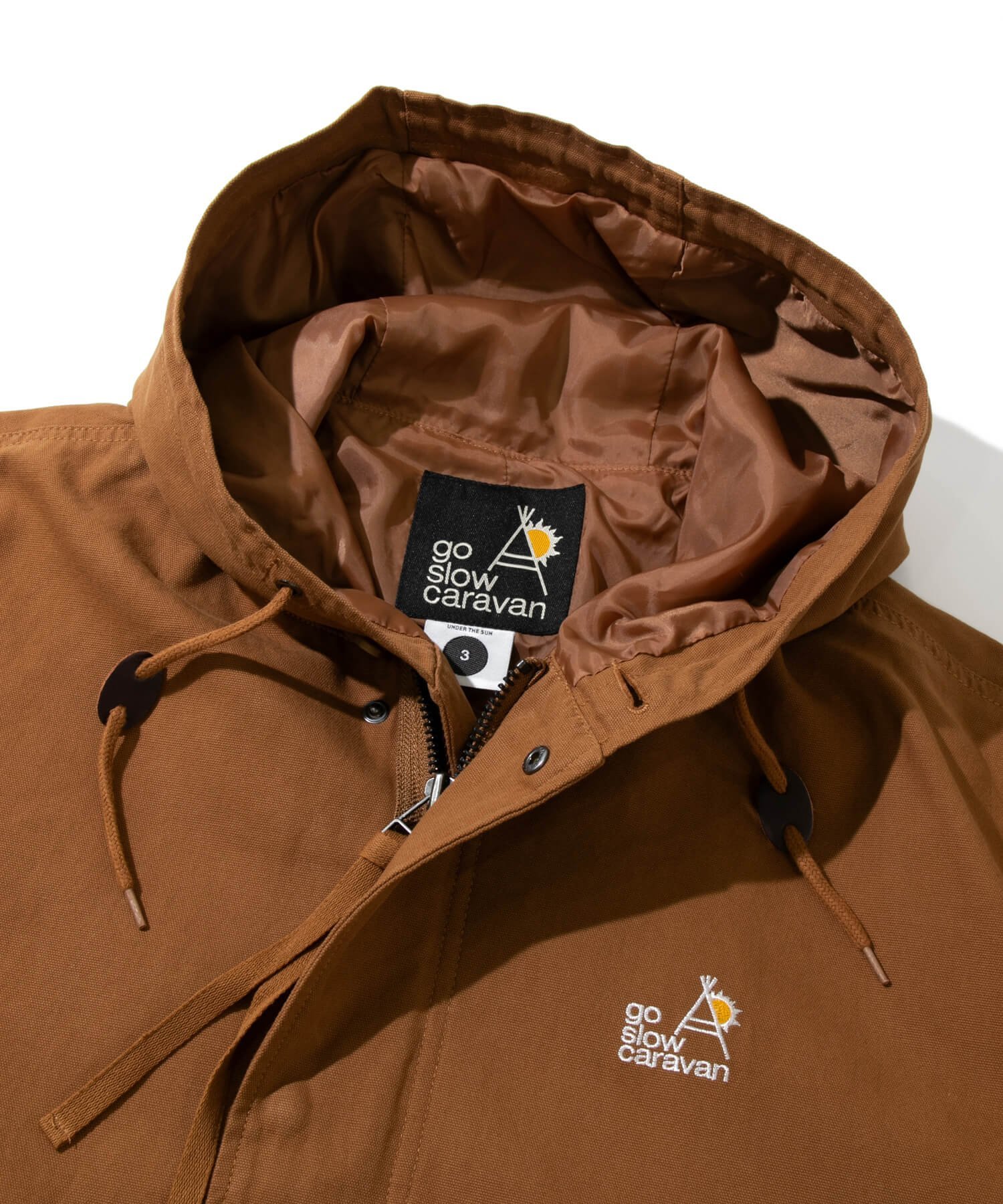 go slow caravan｜ライトキャンバスパネル刺繍モッズコート (MENS