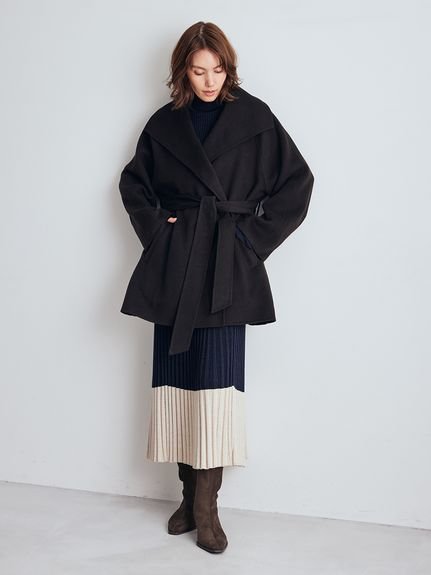 Mila Owen｜共ベルト付きビックカラーミディ丈コート | Rakuten