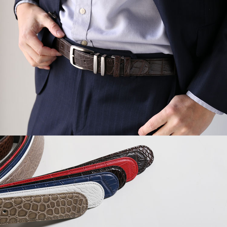 楽天市場】メンズ ベルト クロコダイル レザー マット加工 35mm 男性