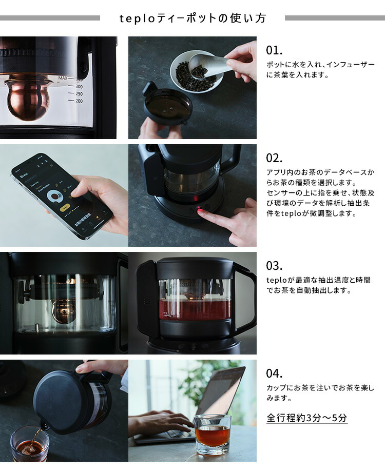 楽天市場】teplo ティーポット 350ml 茶葉2回分付き AI調整