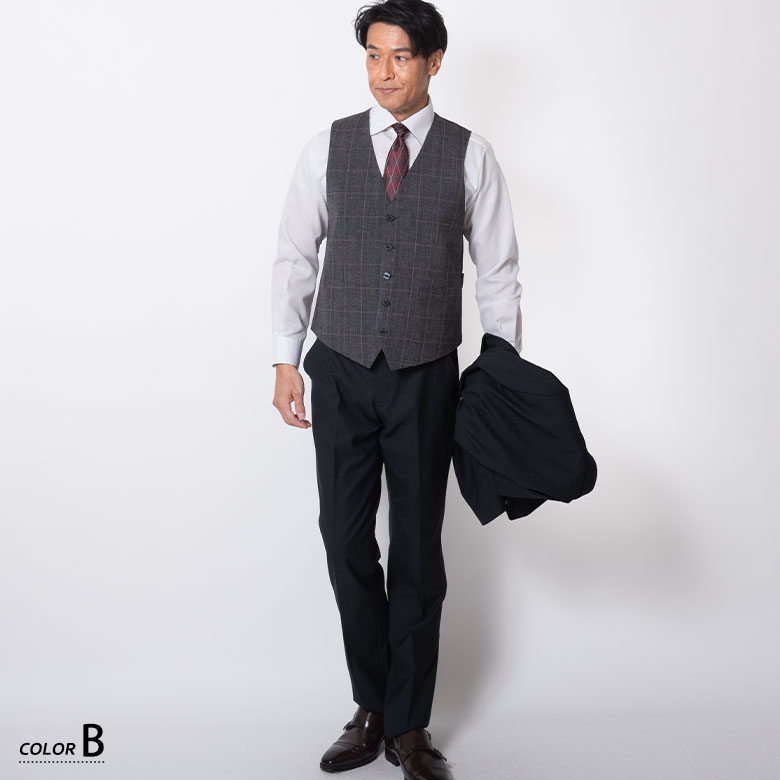 楽天市場】ジレ ベスト メンズ ビジネス 秋冬 ウール混 起毛 ノー