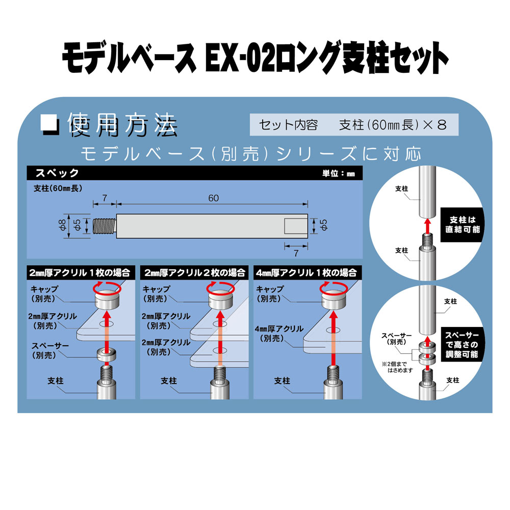 モデルベース Ex-02ロング支柱セット【PPC-K122:4534966092169