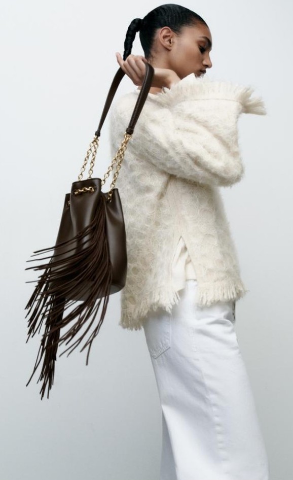 ZARA Fringe Bucket bag and shoes 6.5 (37) New | Mercari