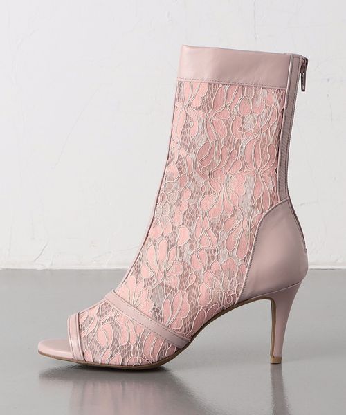 レース オープントゥ ブーツ