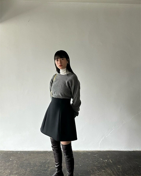 Suzu×CLANE同型 W FACE CENTER SLIT KNIT TOPS