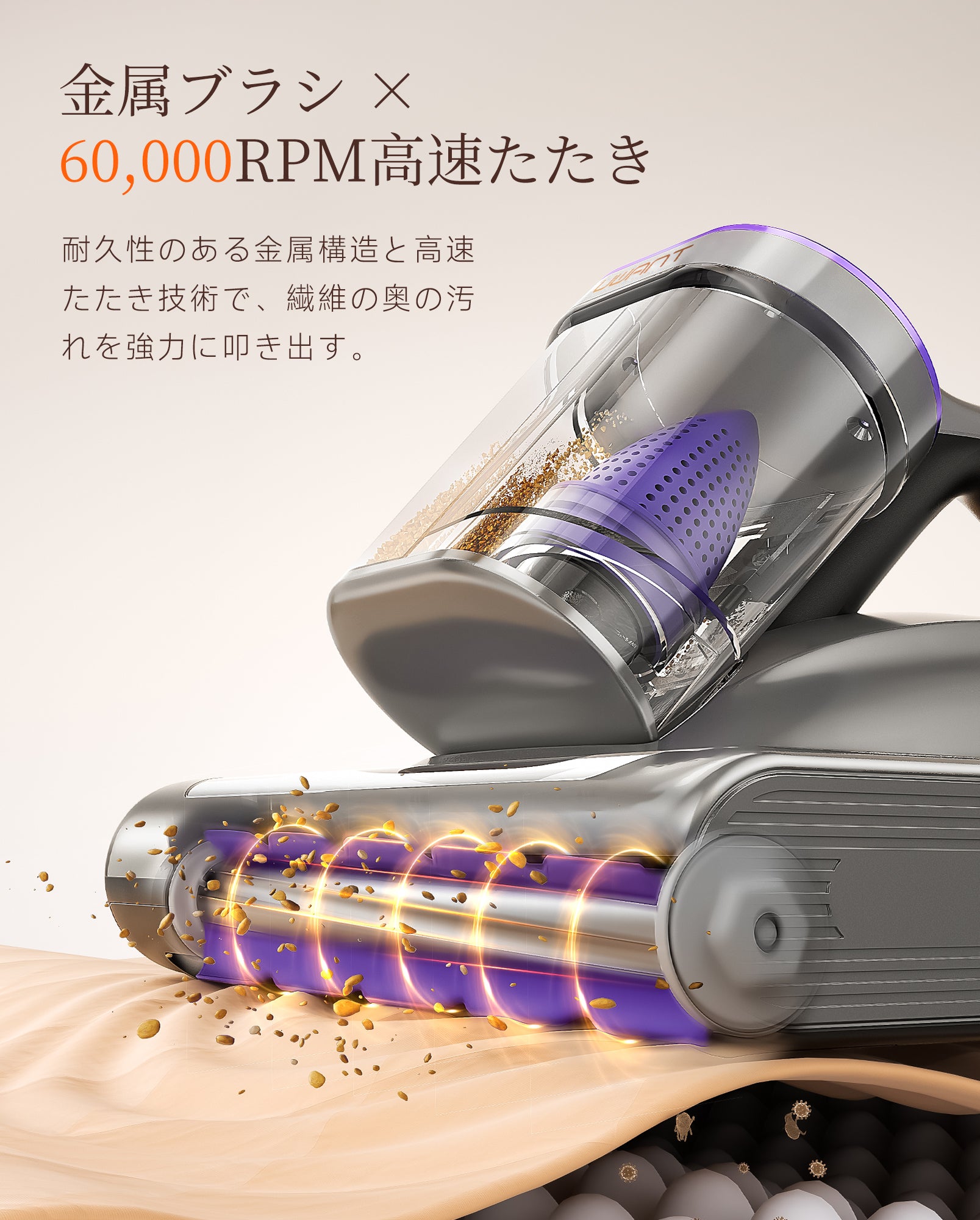 UWANT M600 布団クリーナー｜18KPa強力吸引 UV除菌 65℃温風乾燥 ダブル
