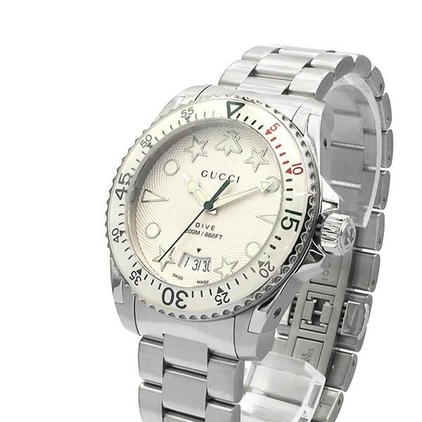 Gucci Dive Quartz White Dial Silver Steel Strap Watch For Men