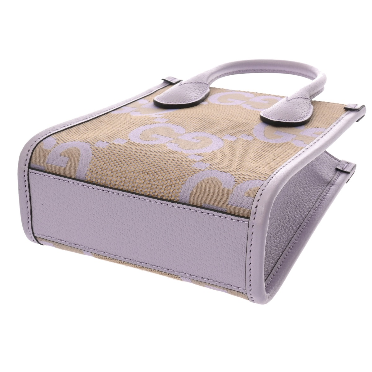 グッチ ミニトート ジャンボGG 2WAY ベージュ/パープル/ゴールド金具