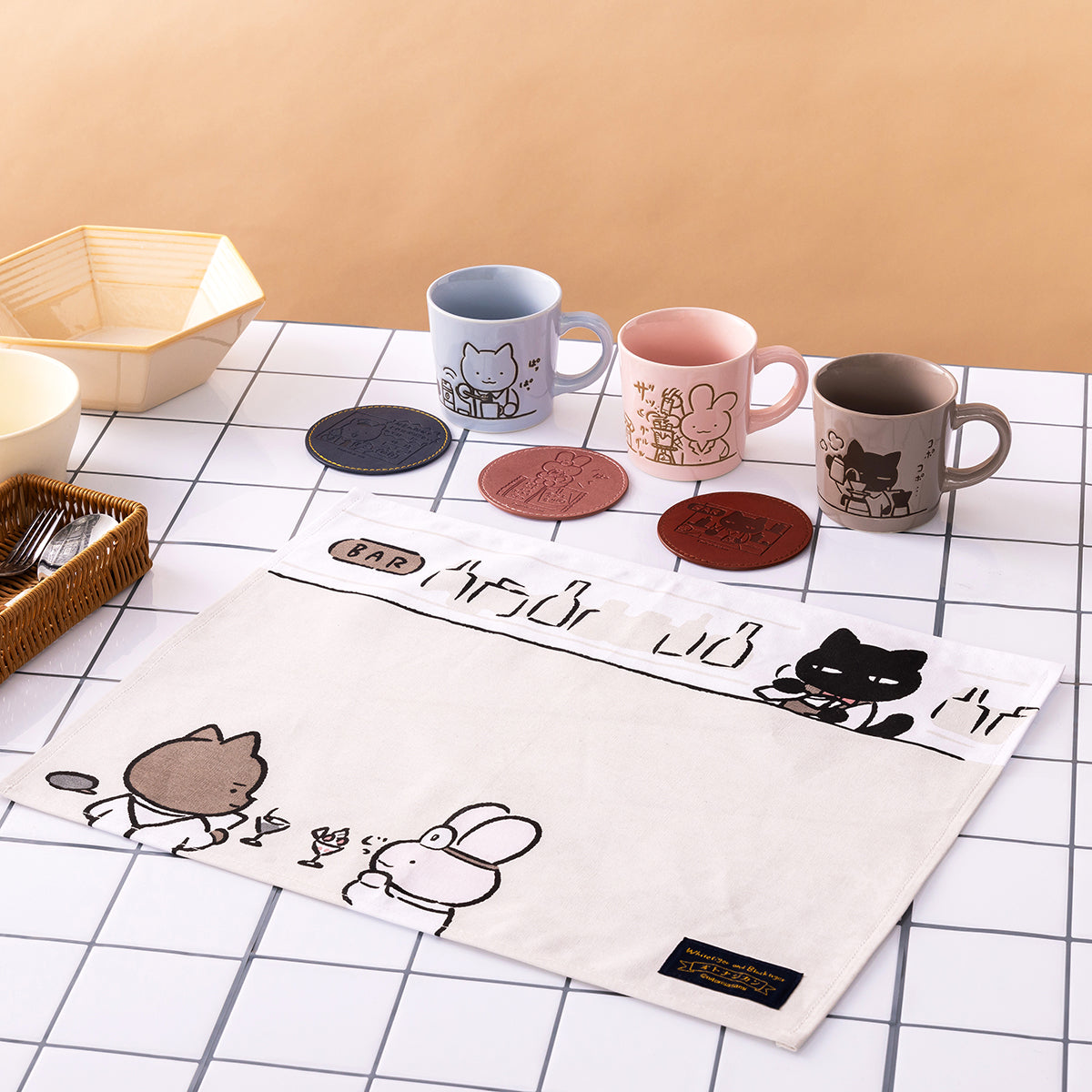 ホワイトタイガーとブラックタイガー オトナな型押しコースター