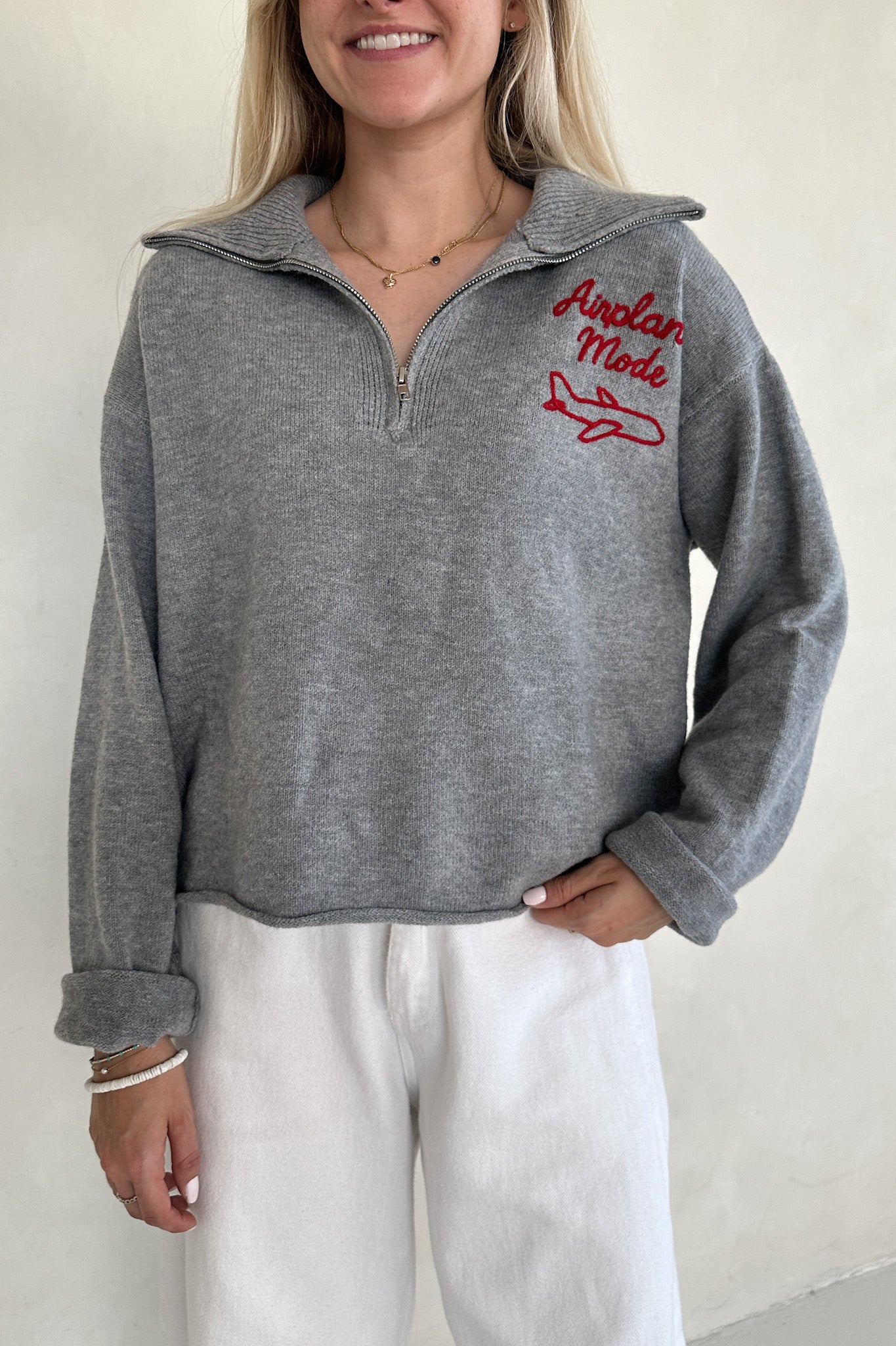 Airplane Mode Soft Half Zip Sweater l Neutral Ground
