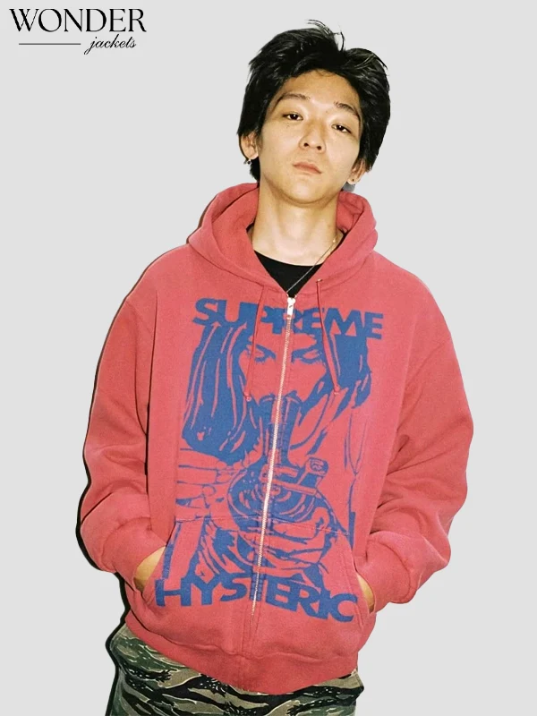 Supreme Hysteric Glamour Thermal Lined Zip Up Hoodie