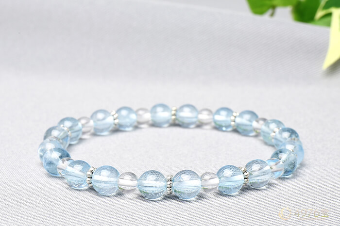 ブルートパーズ・水晶 ブレスレット 6mm＋4mm ｜ 天然石通販の4976堂
