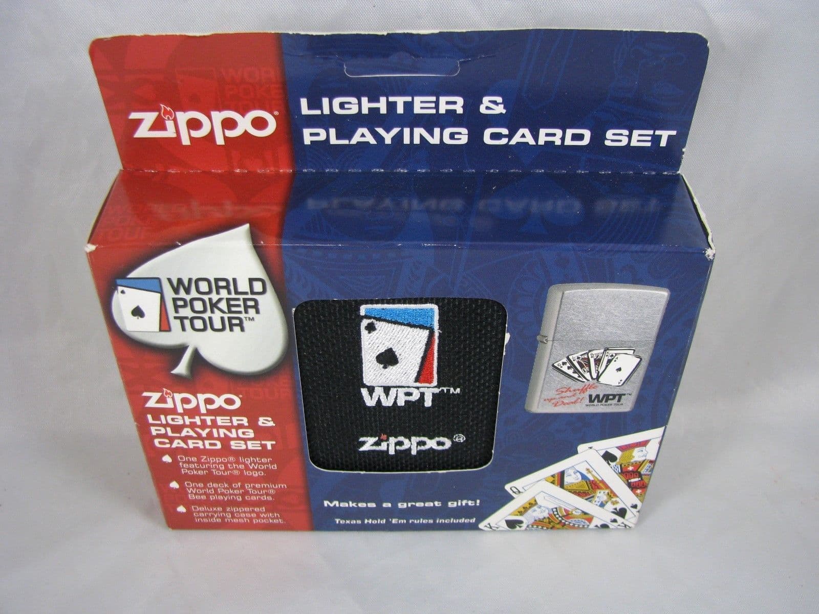 World Poker Tour Zippo Lighter and Card Set Personalised | County