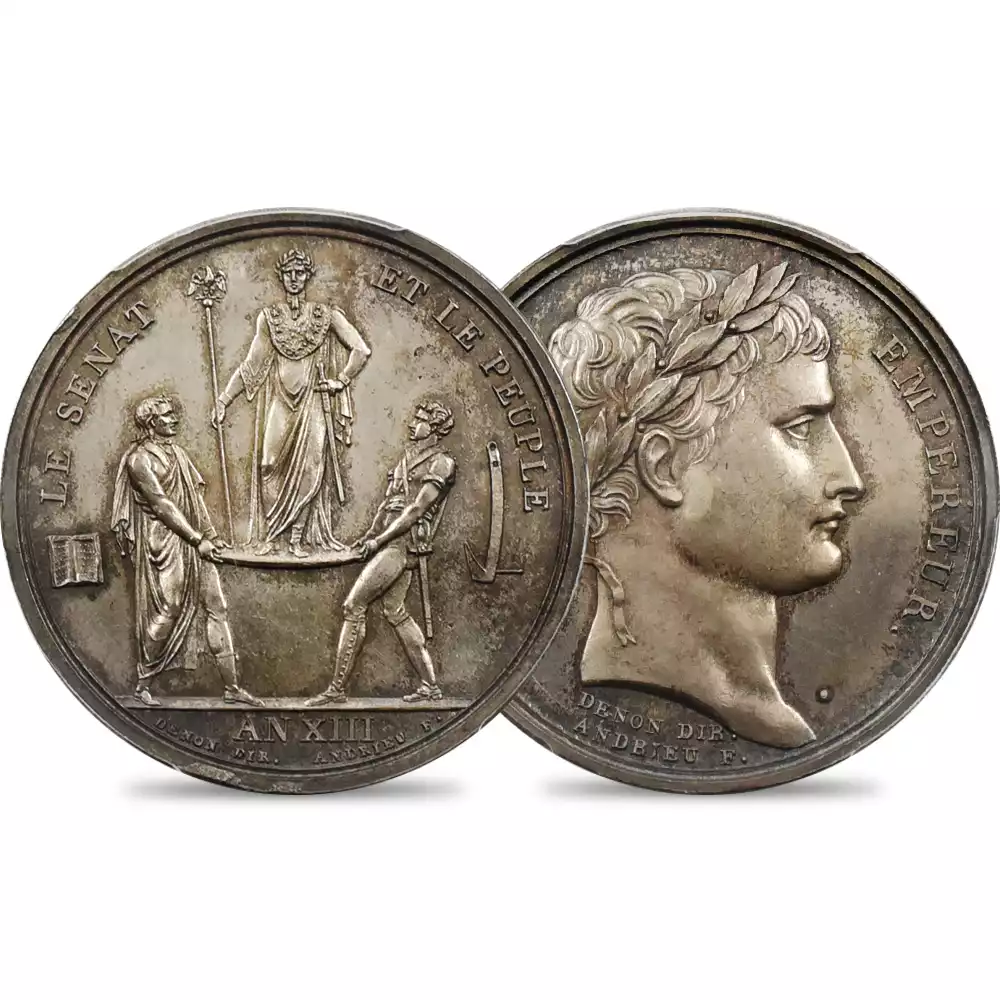 フランス AN13(1804/1805) ナポレオン1世 戴冠記念 銀メダル PCGS MS65