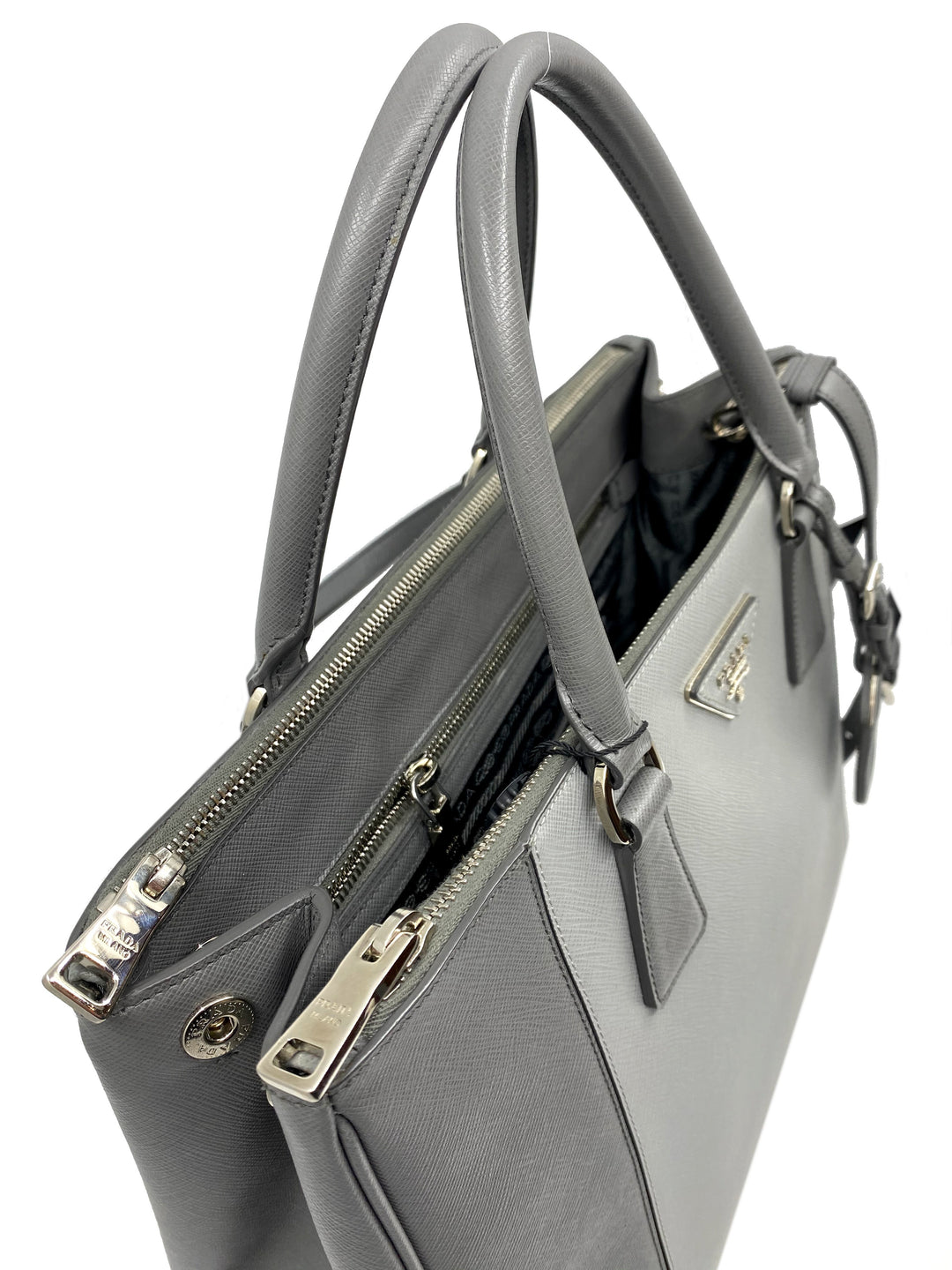 Prada Saffiano Bicolor Double Zip Tote Bag - Consigned Designs