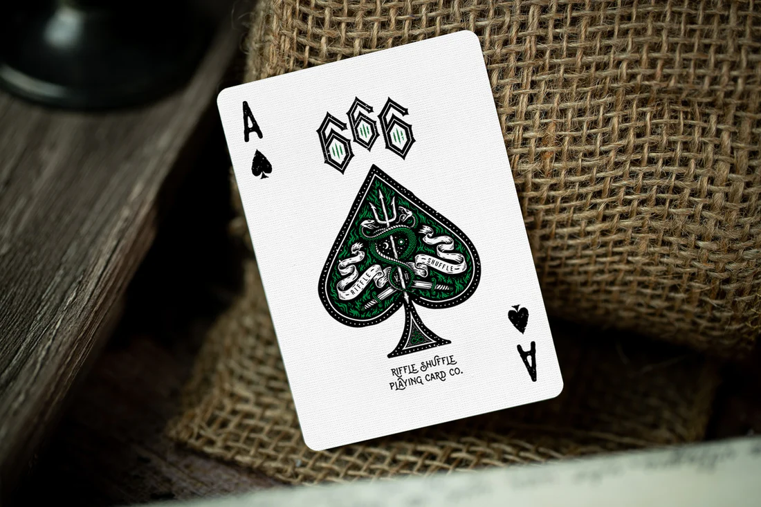 666 Emerald Hellfire Playing Cards - Cards District