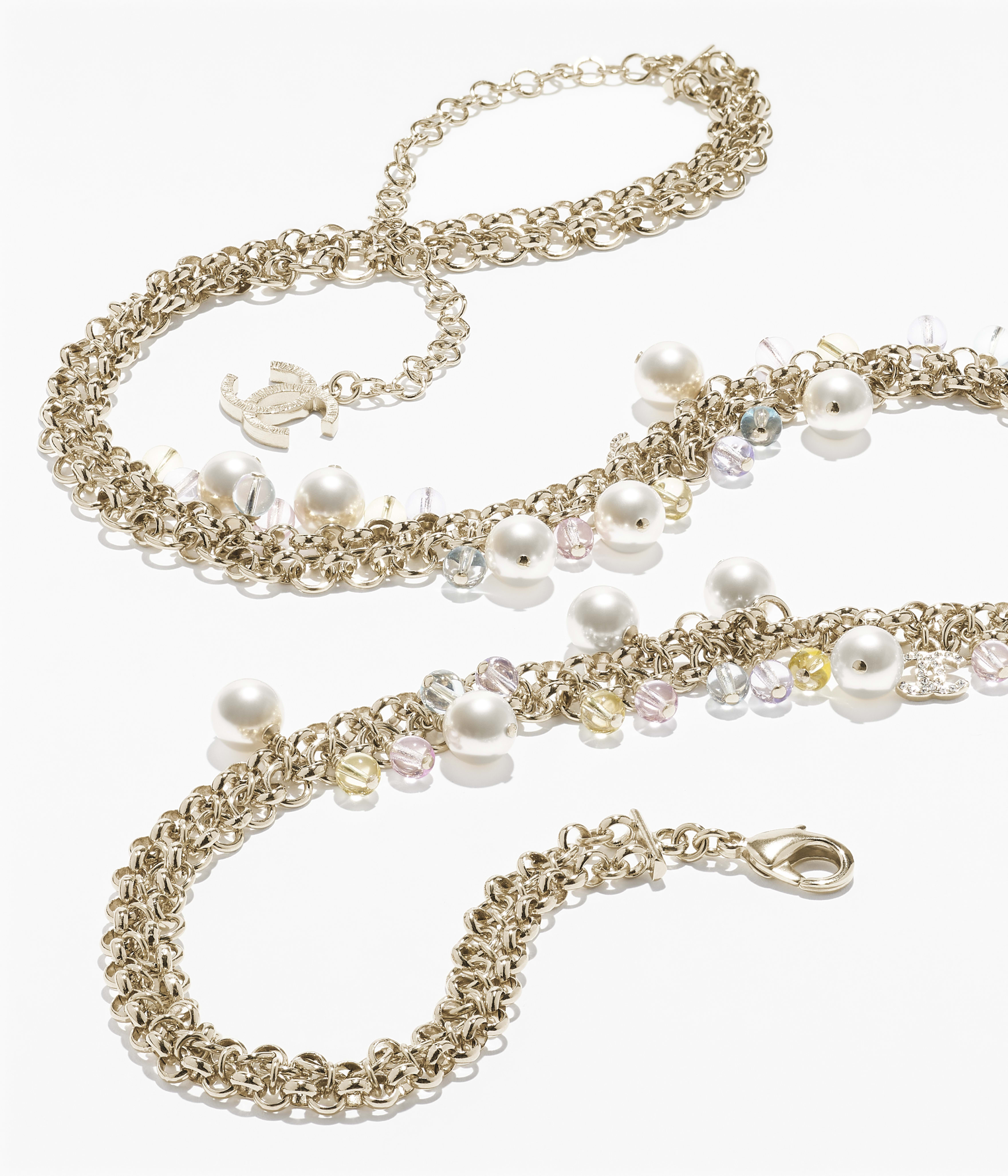 チェーンベルト - メタル、コスチューム パール & ストラス、ゴールド