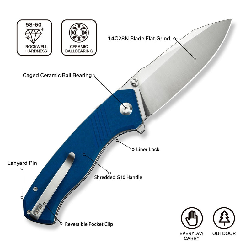 CIVIVI Placoid Blue Shredded G10 Flipper Knife