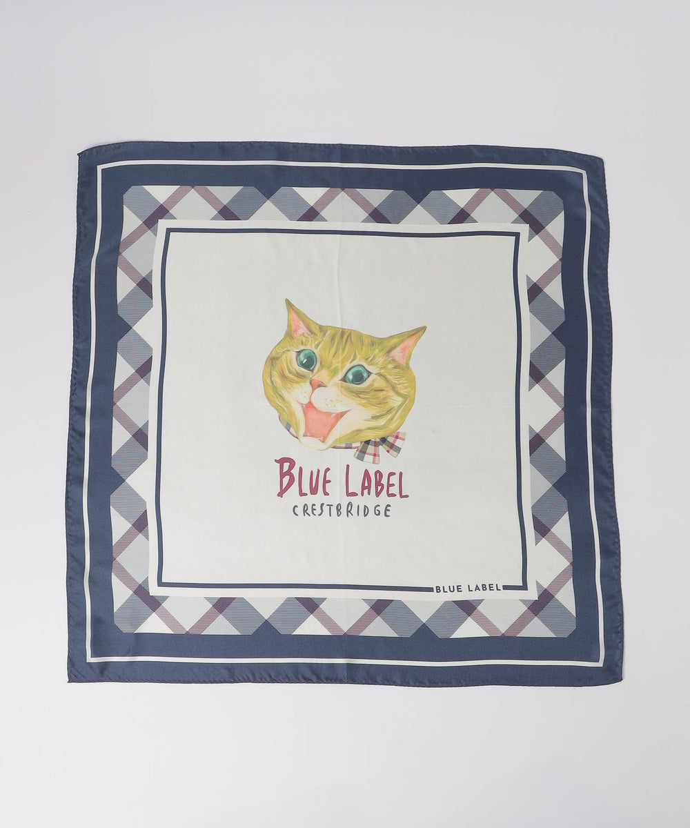 キャットプリントスカーフ（マフラー・ストール・スカーフ）｜BLUE