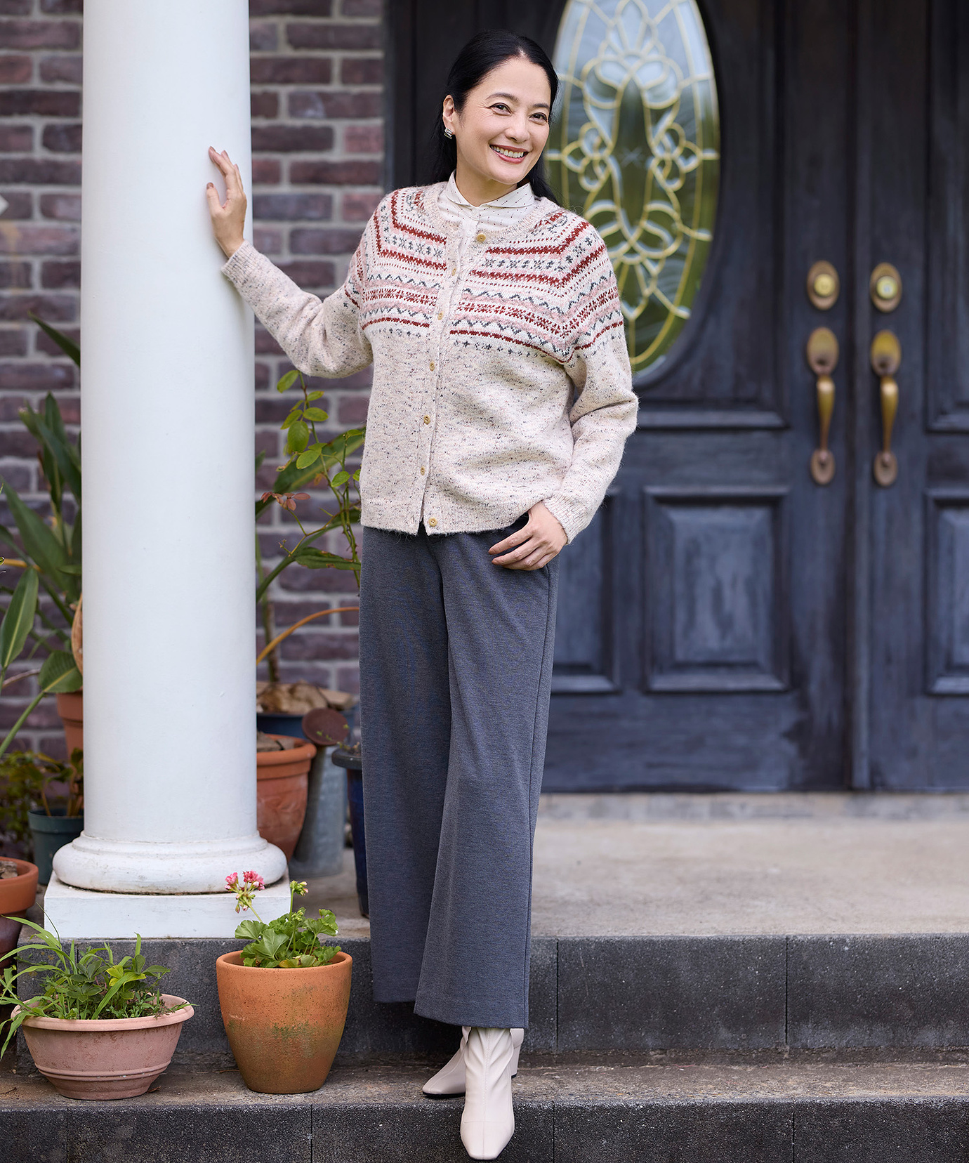 レディース ドットドビー ショールカラー ブラウス通販 [0301-55123