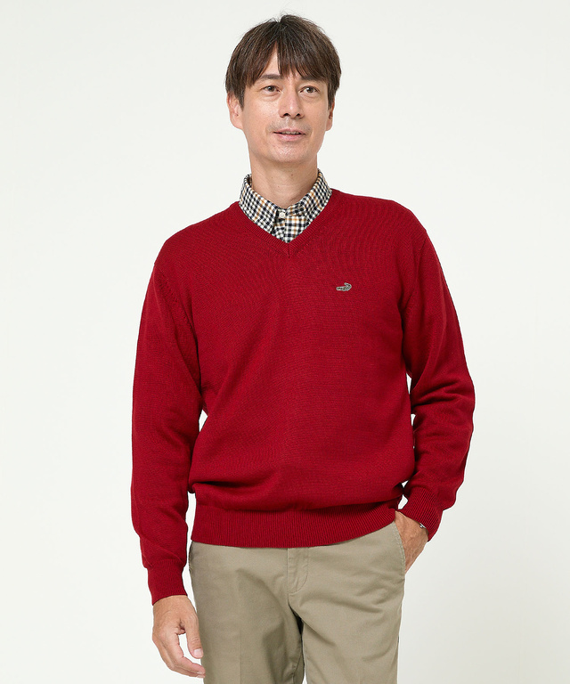 メンズ 10ゲージVネックセーター【洗濯機洗いOK】通販 [1003-06581
