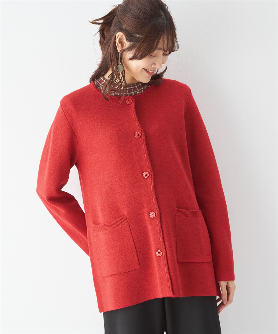 Wフェイスクルーネックカーディガン DECOY｜クロスプラス公式通販サイト