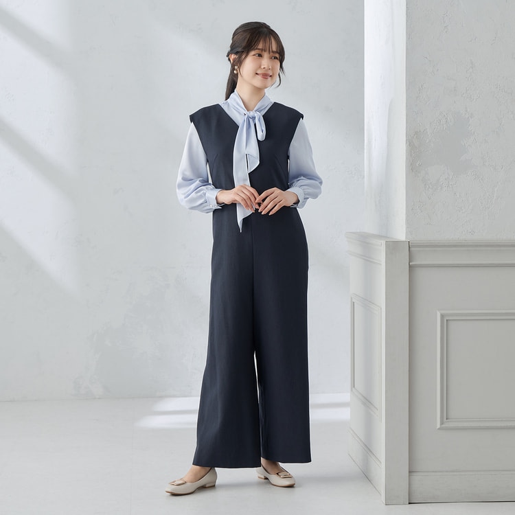 リランチェストレッチ ジャンプスーツ 紺 セットアップ着用可【AOKI