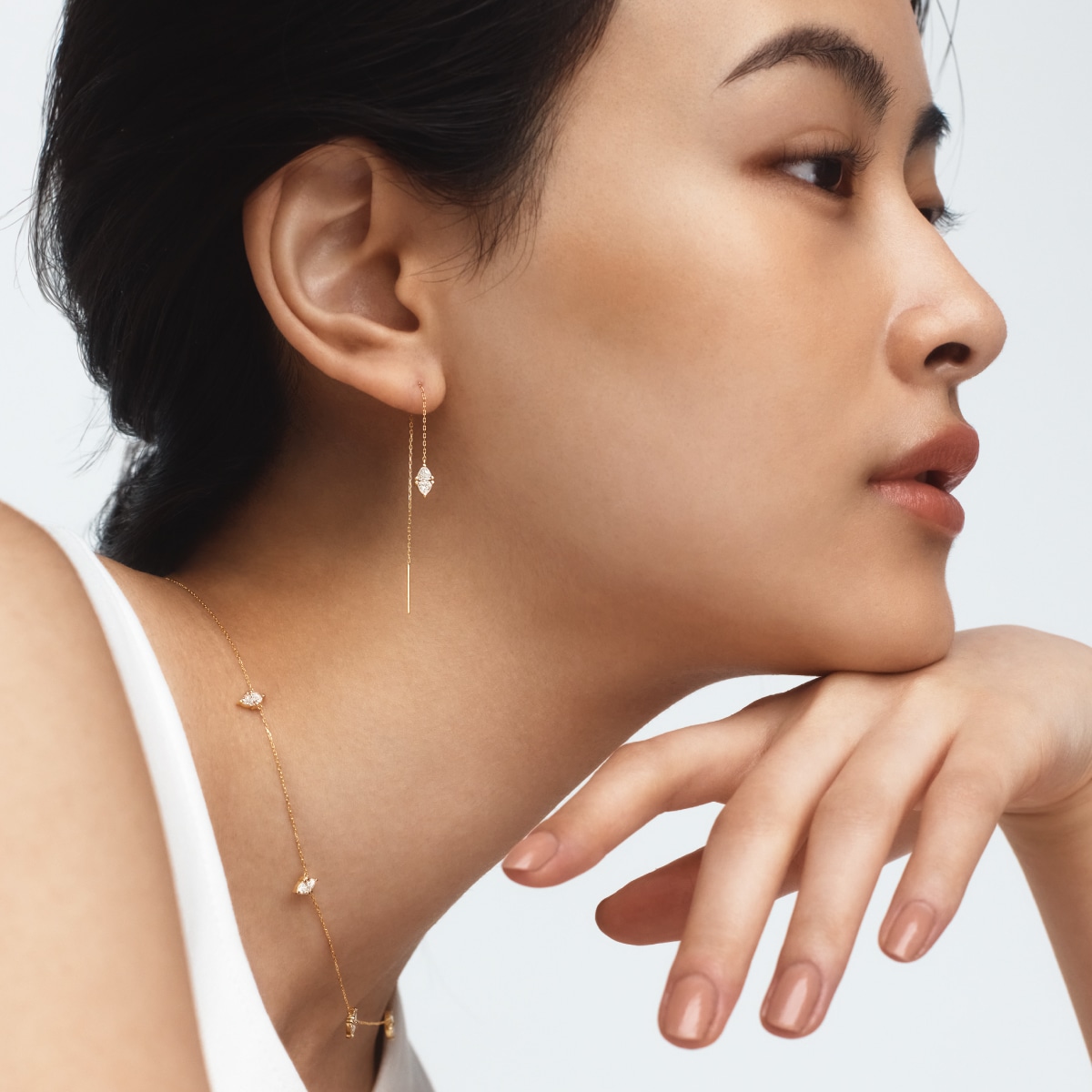 セブロンロサンジュダイヤモンドチェーン ピアス | AHKAH / アーカー