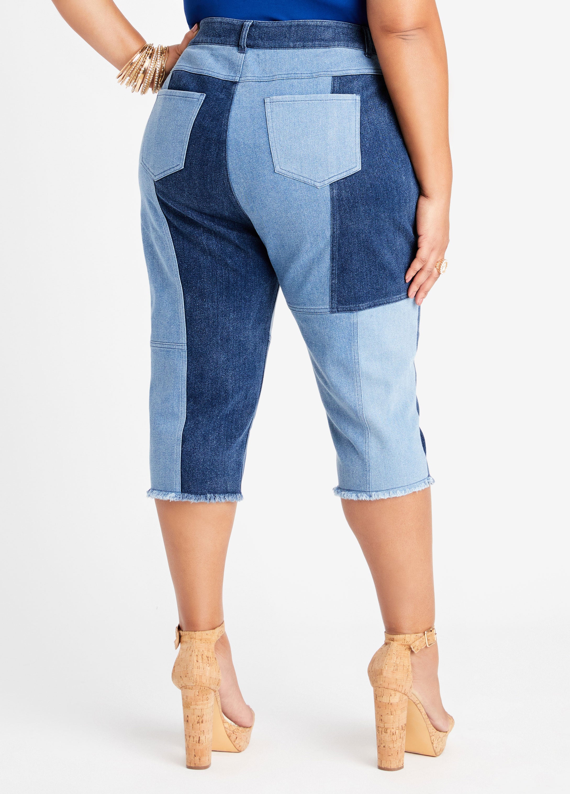 Patchwork Denim Capris – Ashley Stewart