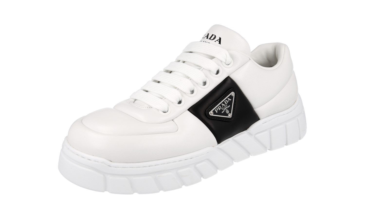 PRADA PADDED NAPPA PLATFORM CHUNKY SNEAKERS SHOES WHITE NEW US 13