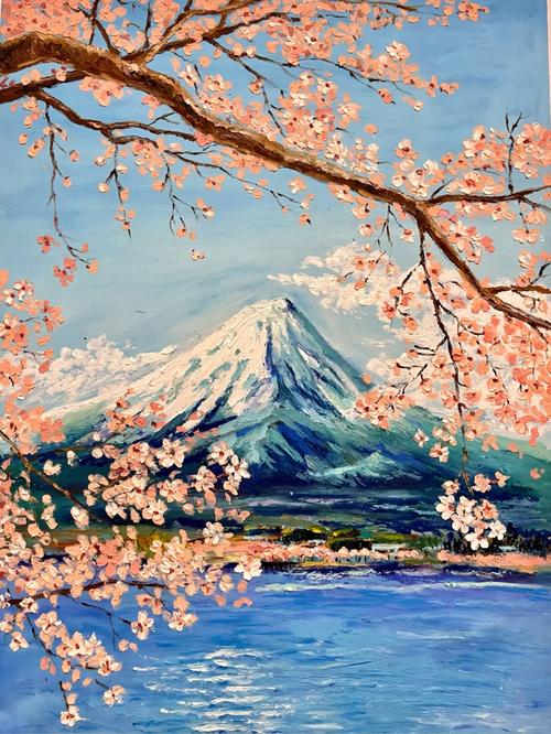 富士山樱花水彩画富士山樱花水墨画– 第2 页– 博物迷