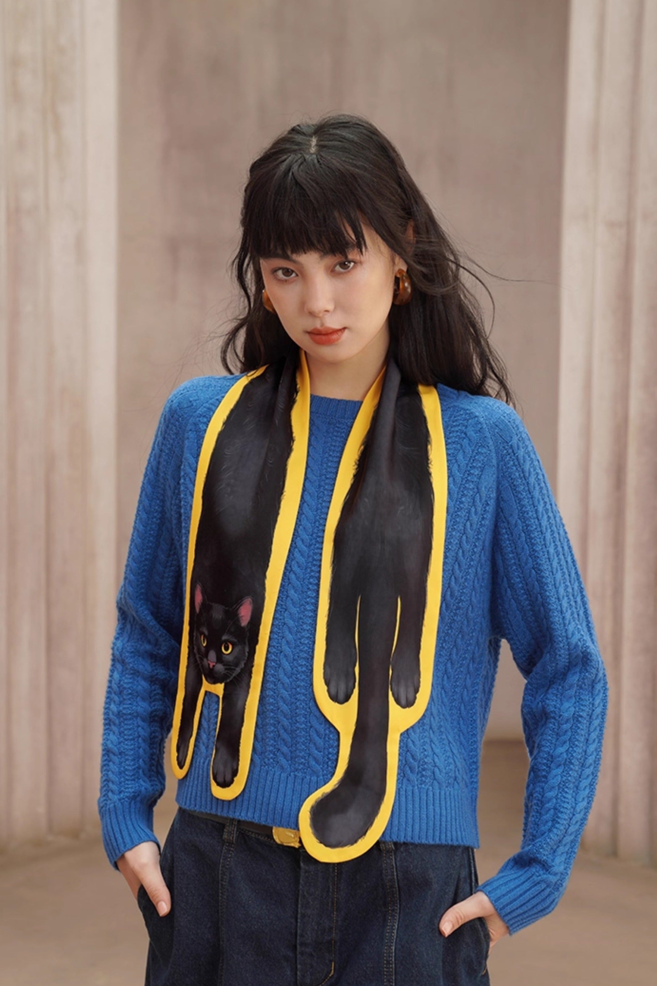 黒猫プリントユニークスカーフ B4453 – Bloemen