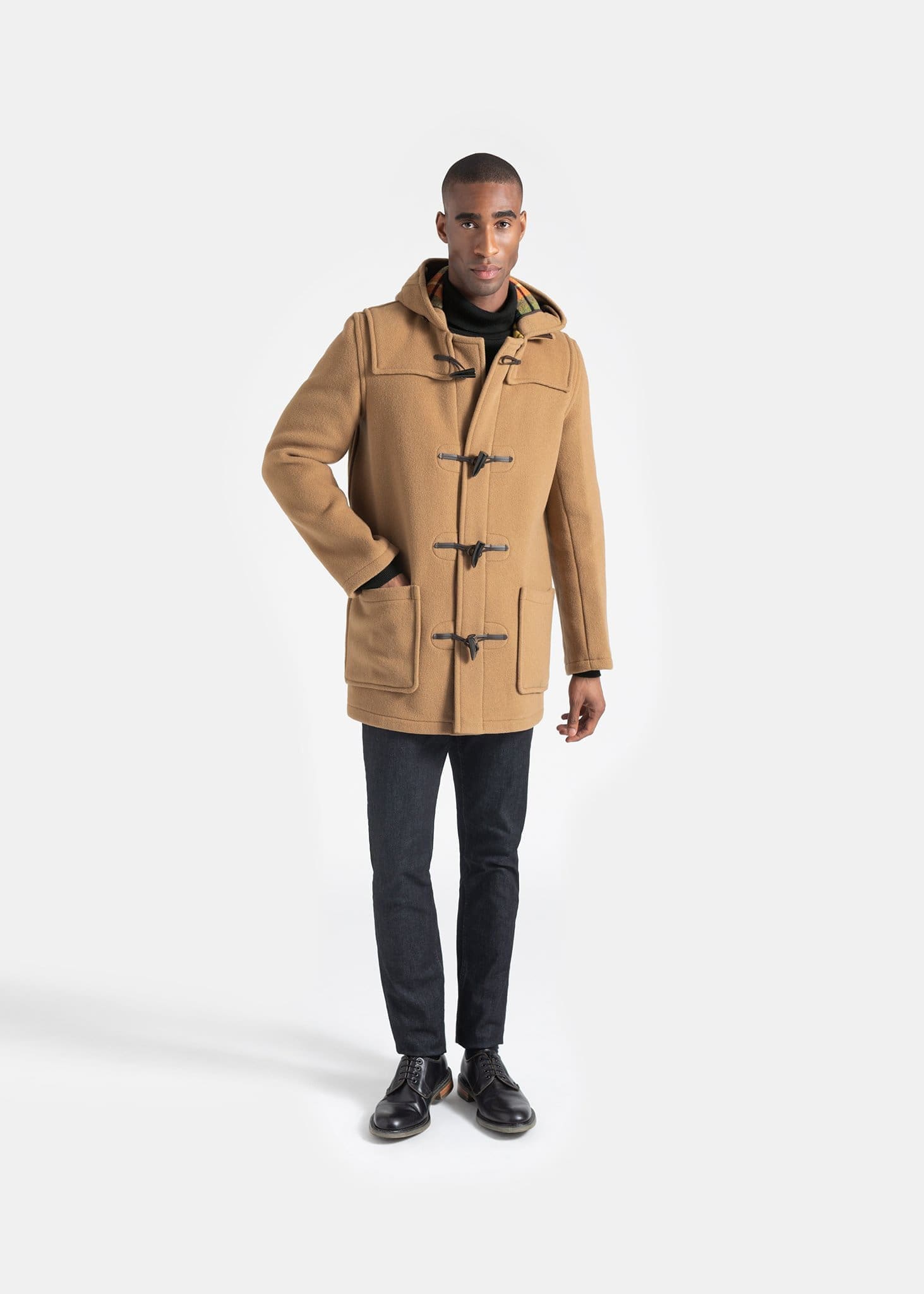 Men's Mid-Length Morris Duffle Coat Camel Buchanan | Gloverall