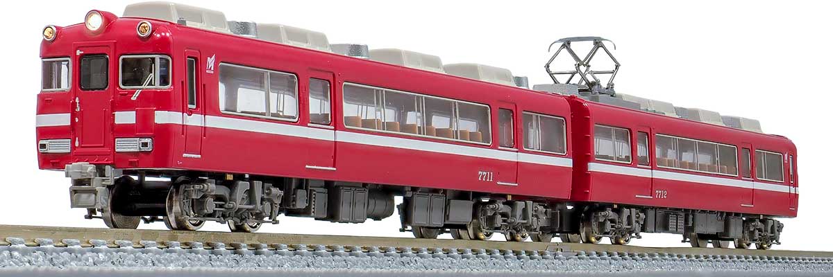 31569＞名鉄7700系（7711編成・復活白帯）2両編成セット（動力無し