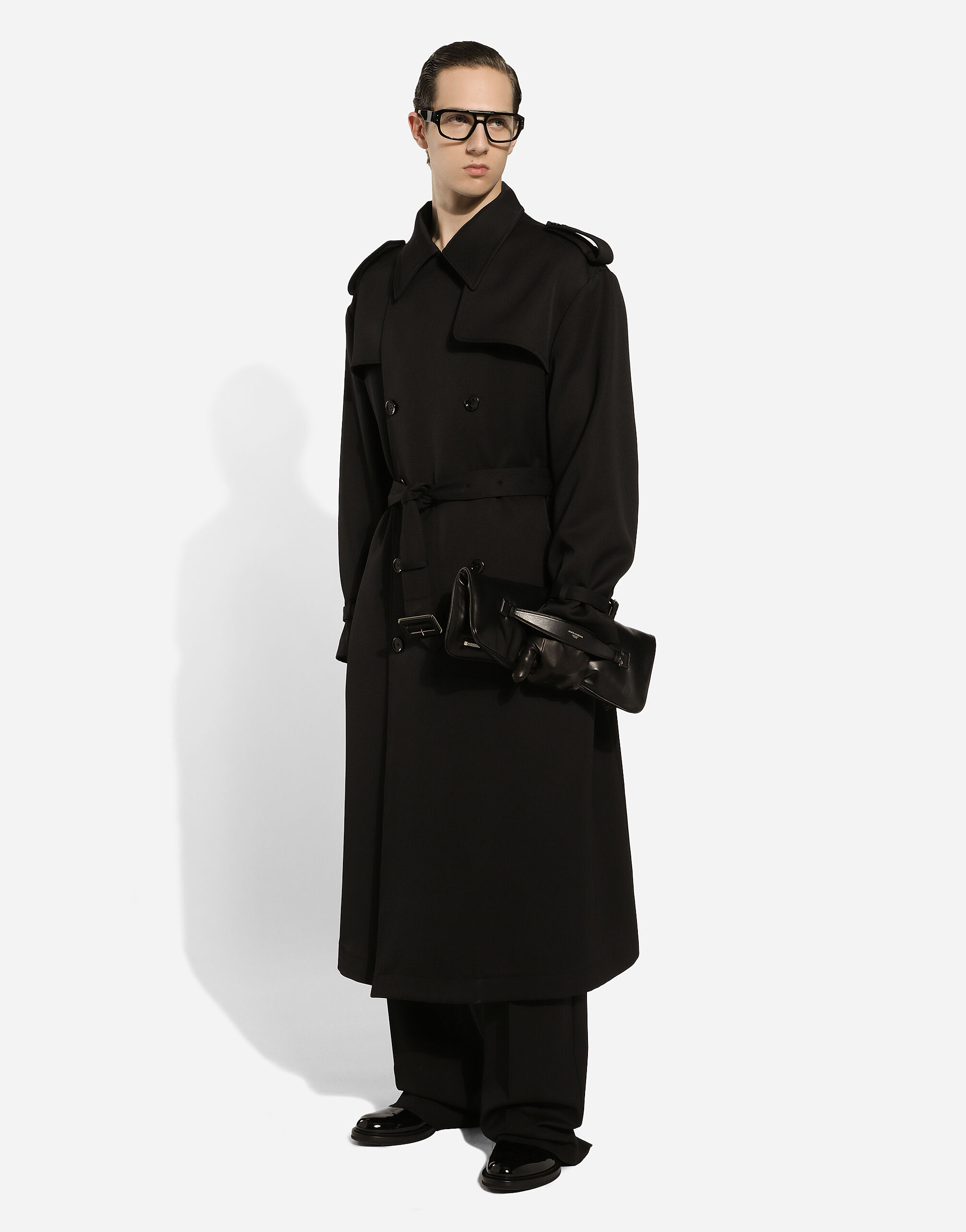Double-breasted wool trench coat in Black for Men | Dolce&Gabbana® US