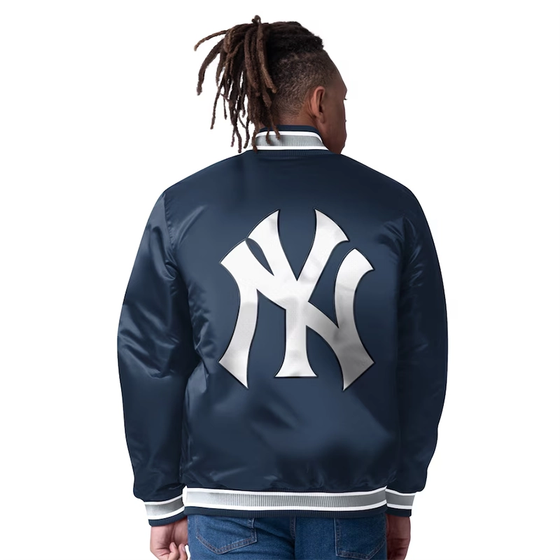 New York Yankees Starter Navy Full-Snap Satin Jacket
