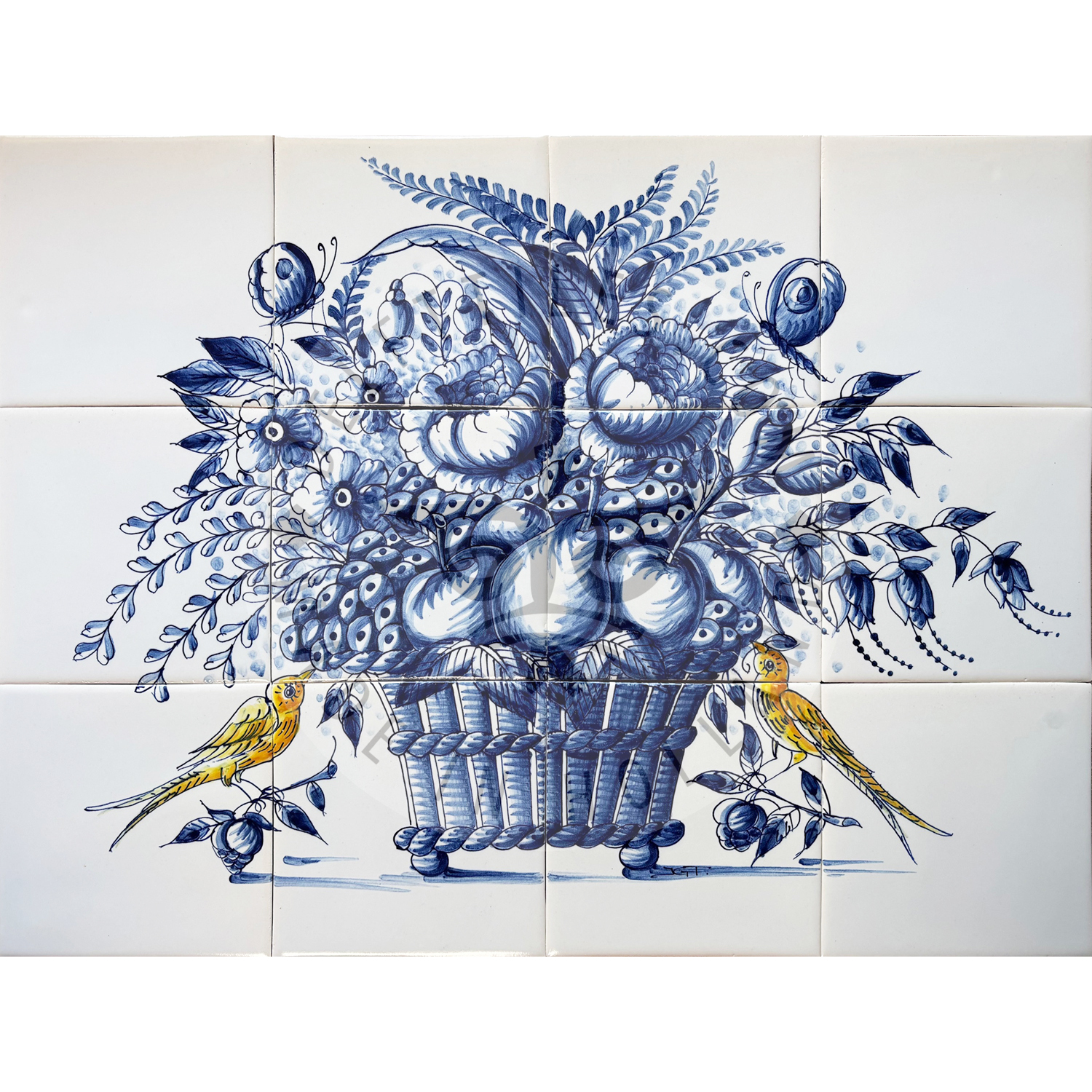 Fruit & Flower tile mural 4x3 tiles (BM12c) - Delft Tiles