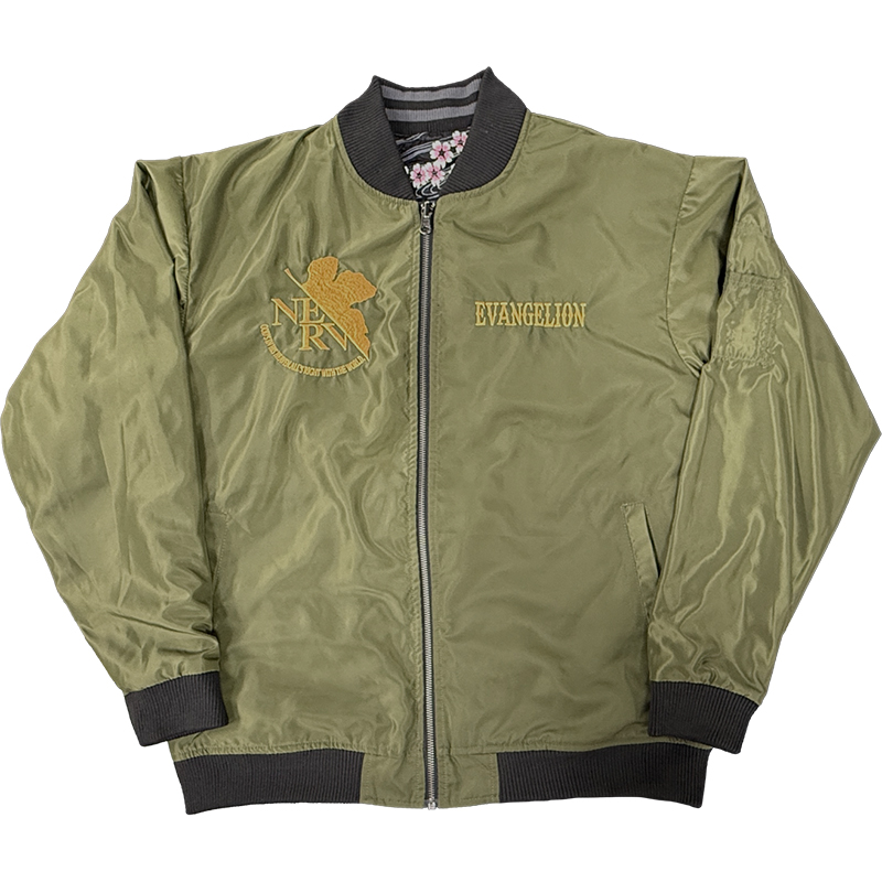 EVAx錦】桜流水2号機/MA-1 リバーシブル総刺繍スカジャン/BLACKx袖