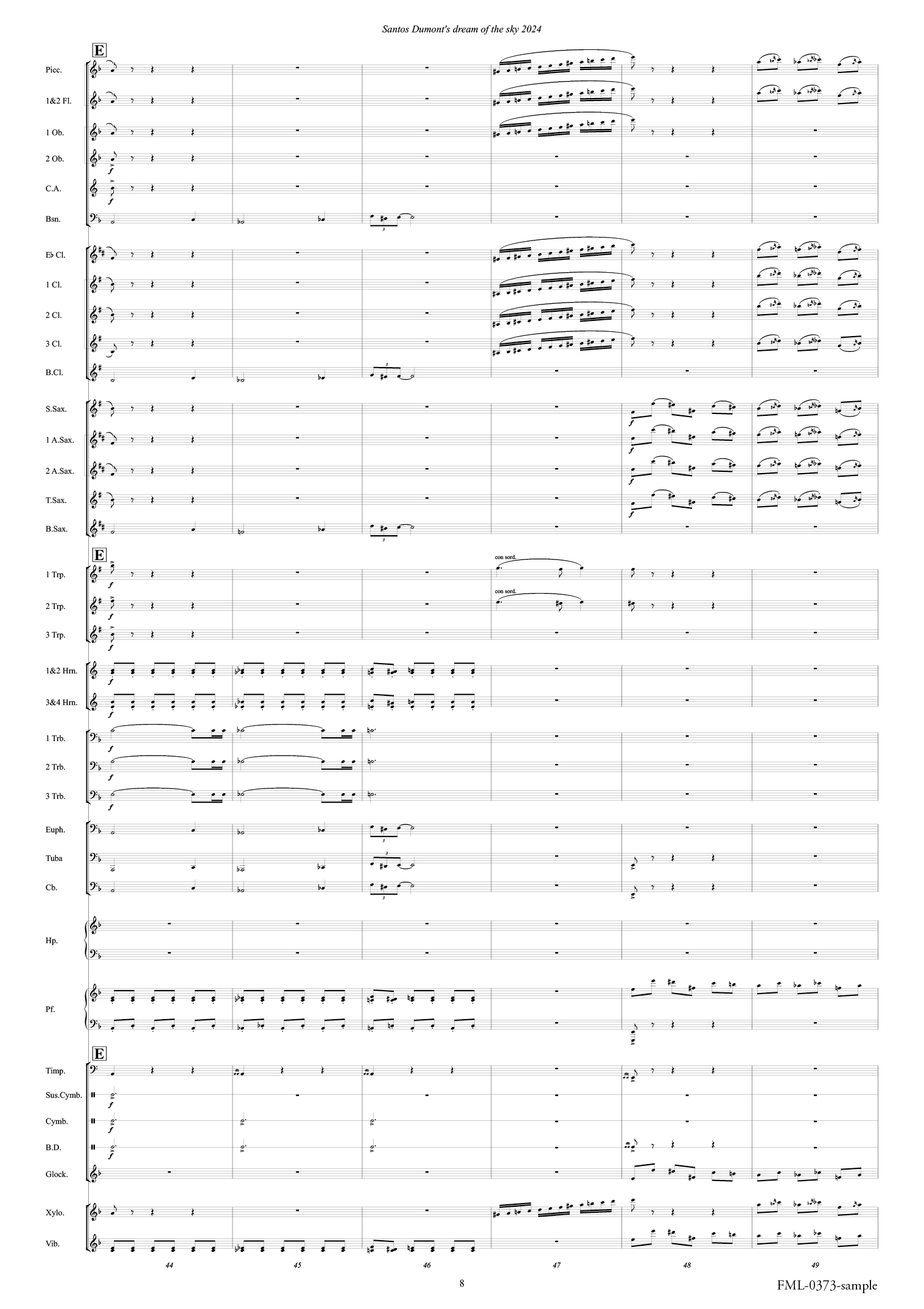 サントス・デュモンの大空への夢（2024年版）：樽屋雅徳 [吹奏楽大編成