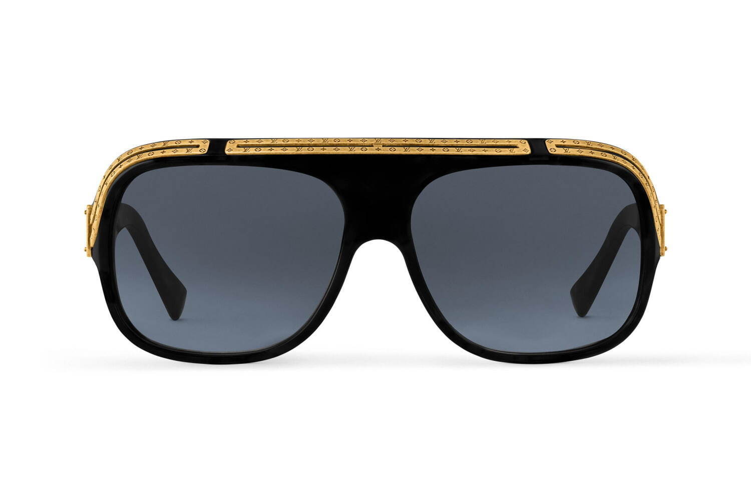 ルイ・ヴィトンのメンズサングラス、モノグラム刻印入りゴールド