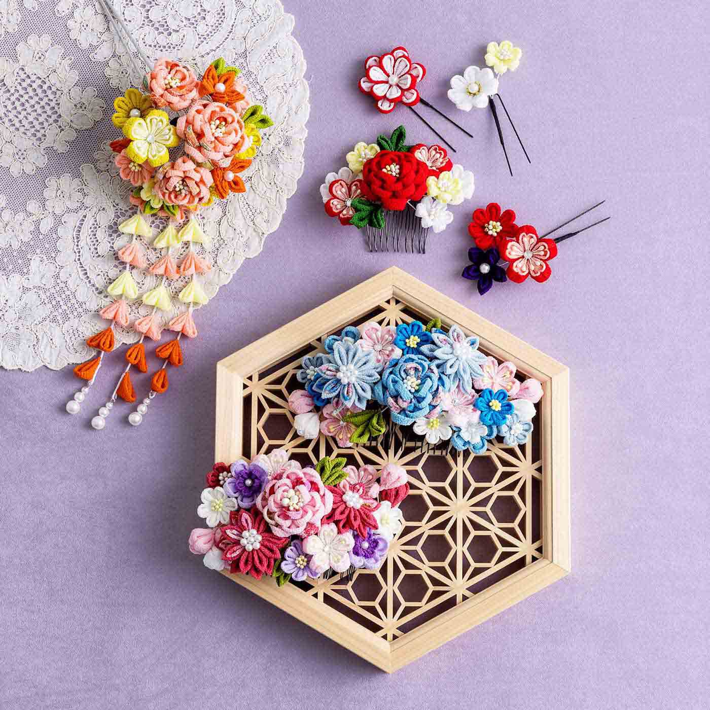 晴れの日に華を添える つまみ細工の髪飾りの会〈桃色〉｜Couturier
